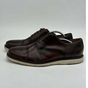 Belvedere Shoes Mens 13D Lampard Brown Leather Oxford Dress Burnished Lace Up‎